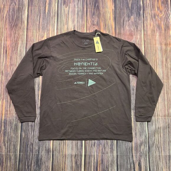 Adidas Long Sleeve Shirt Mens Medium Terrex x And Wander Brown HZ0672 XPL AW - Picture 2 of 13